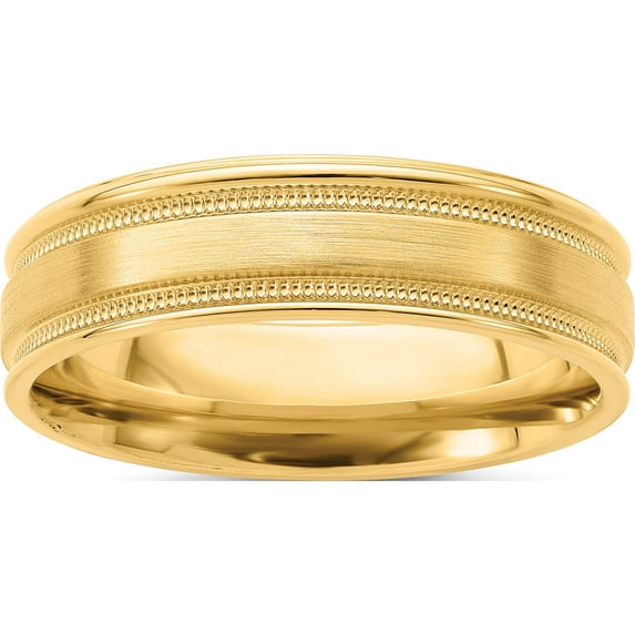 14K Yellow Gold Heavy Comfort Fit Brush Satin Fancy Band (Size 9.5) Made In United States yb102h-9.5