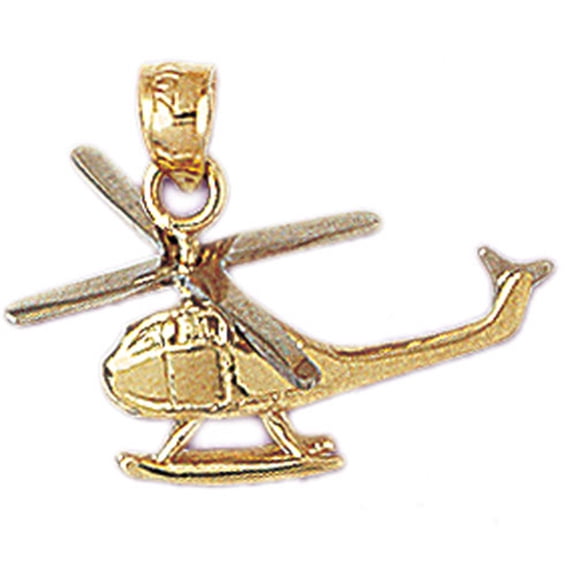 14K Yellow Gold Helicopter Pendant - 18 mm