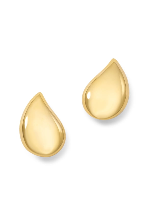 14K Yellow Gold High Polish Teardrop Stud Earrings for Women