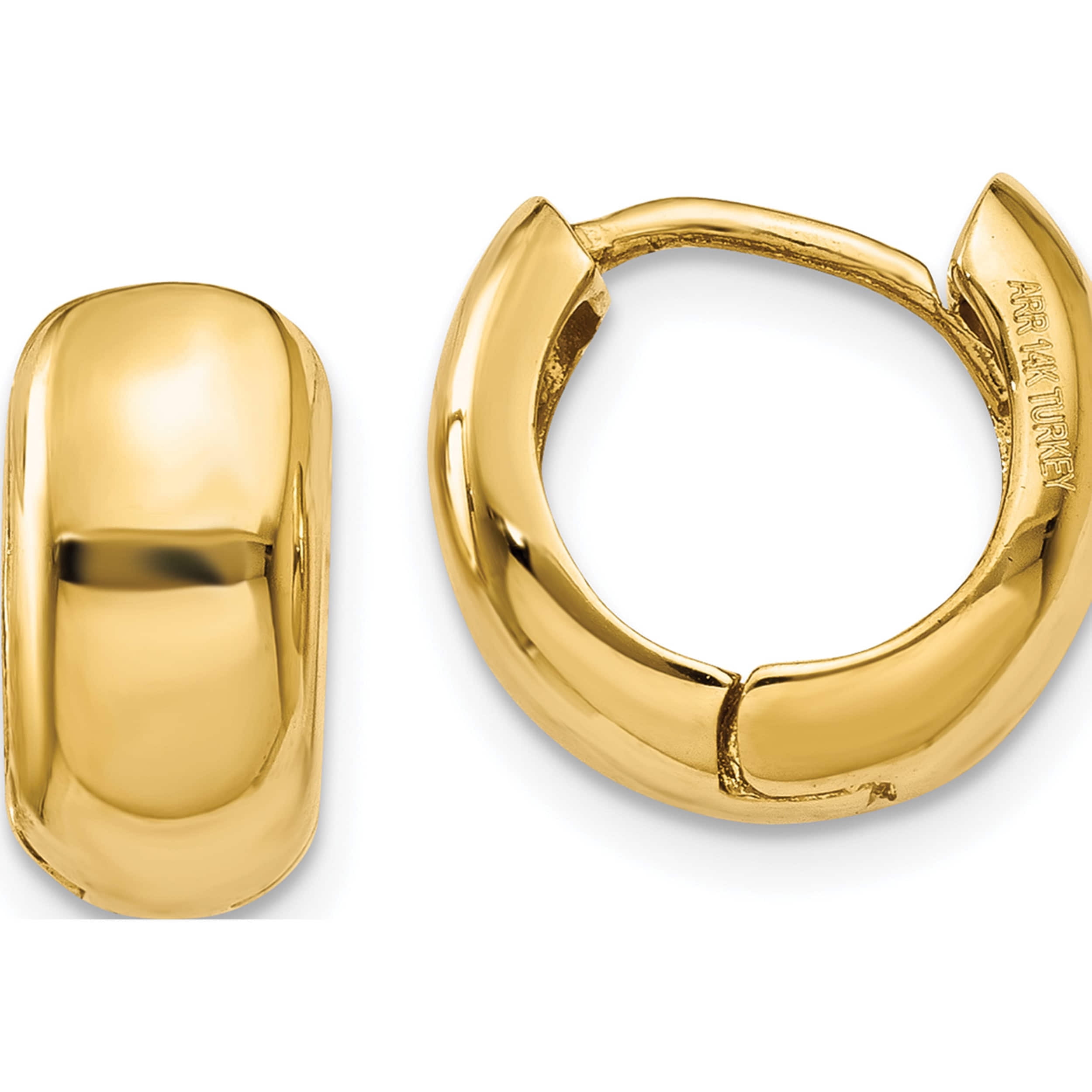 14K Yellow Gold Hinged Hoop Earrings (7 X 6) Made In Turkey tm613