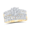 thumbnail image 1 of 14K Yellow Gold His Hers Round Diamond Cluster Matching Wedding Set 2-7/8 Cttw, Womens Size: 5-10, Mens Size: 7-13, 1 of 3
