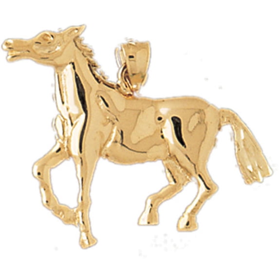14K Yellow Gold Horse Pendant - 24 mm