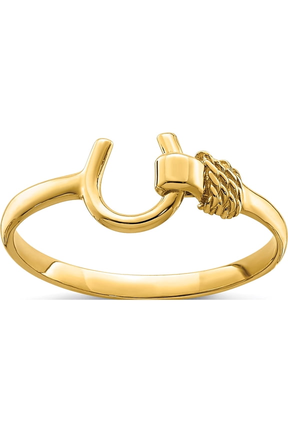 14K Yellow Gold Horseshoe Ring (Size 7) Made In United States r664