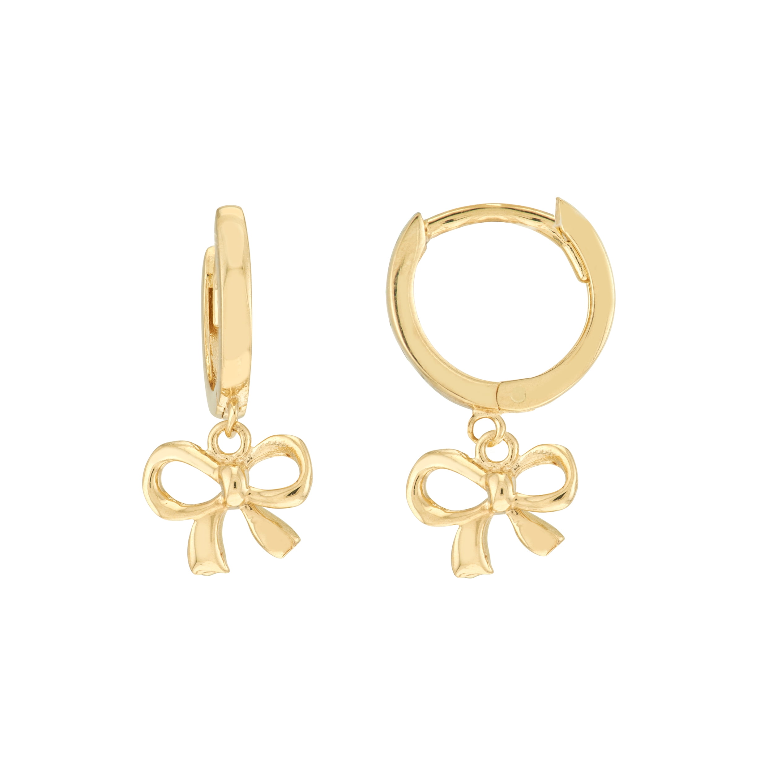 Bow Charm Zircon Huggie Earrings – Gold main image 0