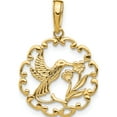 thumbnail image 1 of 14K Yellow Gold Hummingbird With Flower In Frame Pendant (23 X 16) Made Peru d4195, 1 of 6