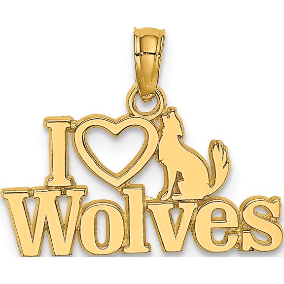 Jewelry by Sweet Pea 14K Yellow Gold I Heart Wolves Charm