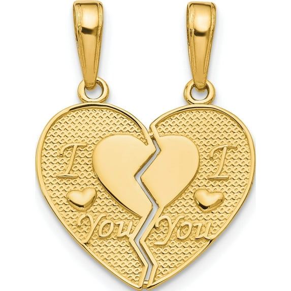 14K Yellow Gold I Love You Break Apart Heart Charm (19 X 16) Made In Peru m197