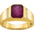 thumbnail image 1 of 14K Yellow Gold Ibgoodman Men's Ruby Doublet Stone And 1/6 Carat Diamond Complete Ringsize 10 (Width 12.04) - Jbsp, 1 of 5