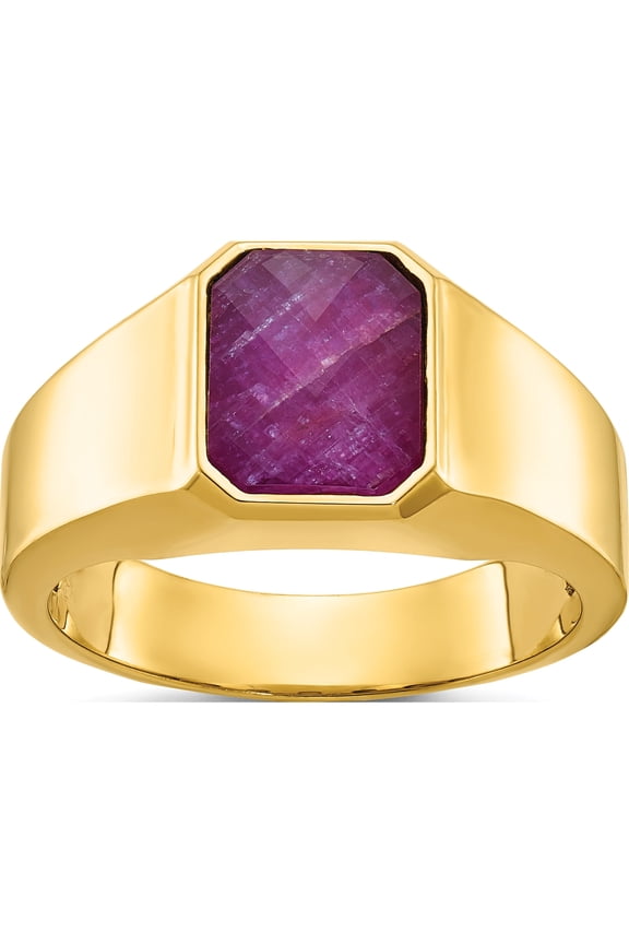 14K Yellow Gold IB Goodman 14K Mens Octagon Ruby Doublet Stone Complete Ring