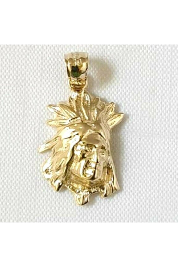 14K Yellow Gold Indian Chief Head Pendant