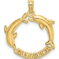 thumbnail image 1 of 14K Yellow Gold Jamaica With Dolphins Charm (23.7 X 20.25) Made In United States k7770, 1 of 5