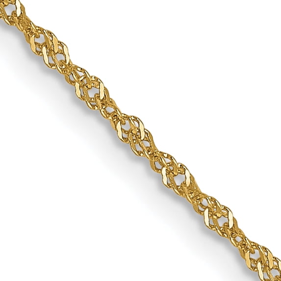 14K Yellow Gold Jbsp's 1mm Singapore With Spring Ring Clasp Chain (20 X 1) Made In Italy 589-20
