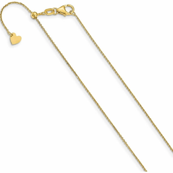 14K Yellow Gold Jbsp's Adjustable 1mm D/C Cable Chain (30 X 1) Made In Italy 1216-30