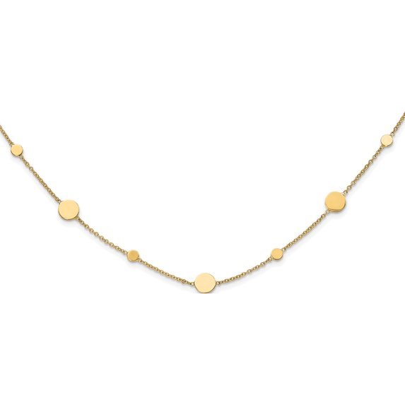 14K Yellow Gold Jbsp's Polished Disc Necklace Made In Italy lf1588-18