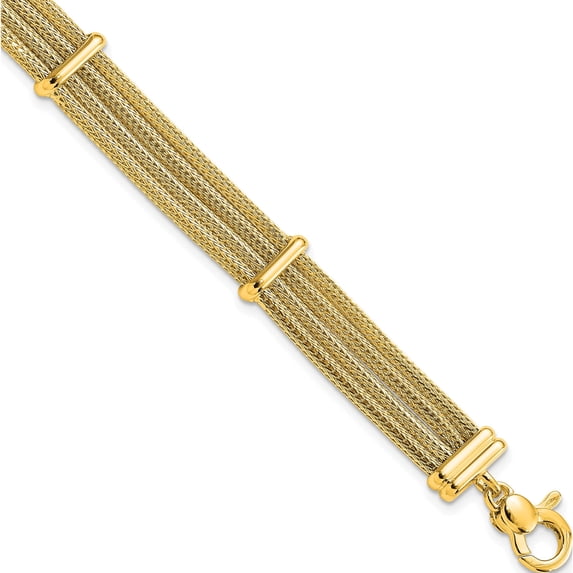 14K Yellow Gold Jbsp's Polished Multi-Strand Bracelet Made In Italy lf1625-7.5