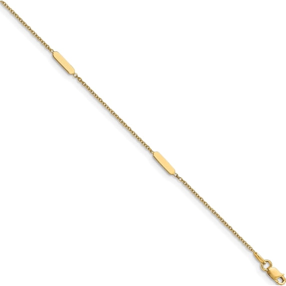 14K Yellow Gold Jbsp's Polished With 1 In Ext. Anklet Made Italy