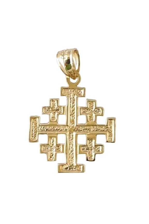 14K Yellow Gold Jerusalem Cross Pendant