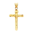 thumbnail image 1 of 14K Yellow Gold Jesus Engraved Cross Pendant - Crucifix Charm Polish Finish - Handmade Spiritual Symbol - Gold Stamped Fine Jewelry - Great Gift for Men & Women for Occasions, 1 of 5