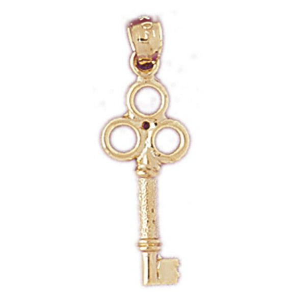 14K Yellow Gold Key Pendant - 27 mm