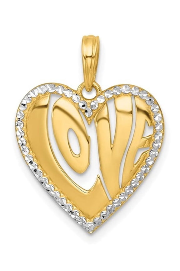 Gem & Harmony 14K Yellow Gold - LOVE - Heart Charm Pendant (NO CHAIN) for Women