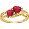 thumbnail image 1 of 14K Yellow Gold Lab Created Ruby And Diamond Double Heart Ring (Size 7) Made In India rm5765-cru-001-ya, 1 of 5
