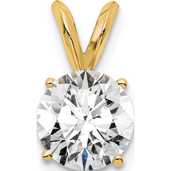 14K Yellow Gold Lab Grown Diamond 1.00Ct. Rnd Cert Si1/Si2, G H I, Solitaire Pend Made In United States pm4396-100c-lg
