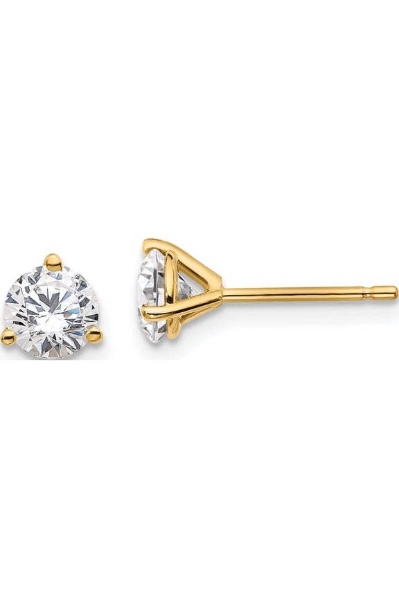 14K Yellow Gold Lab Grown Diamond 1Ctw Cert. Vs/Si, D E F, 3 Prg Earrings Made In United States em1007-100c-ld