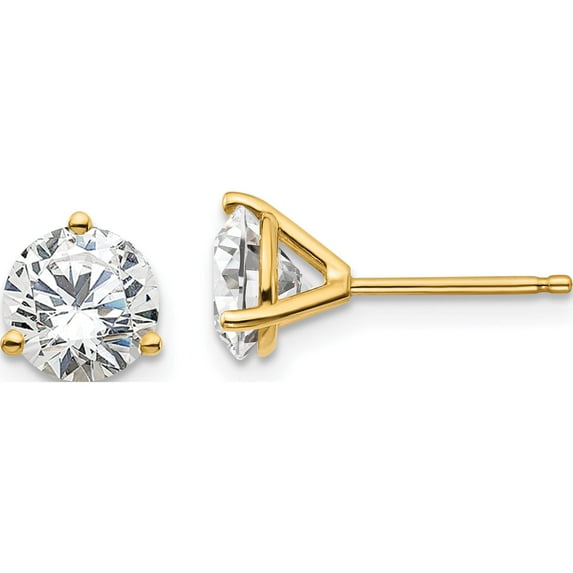 14K Yellow Gold Lab Grown Diamond 2Ctw Si1/Si2, G H I, 3 Prong Earrings Made In United States em1007-200-lg