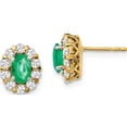 thumbnail image 1 of 14K Yellow Gold Lab Grown Diamond And Oval Created Emerald Fashion Earrings Made In India em6990-ce-070-yalg, 1 of 5