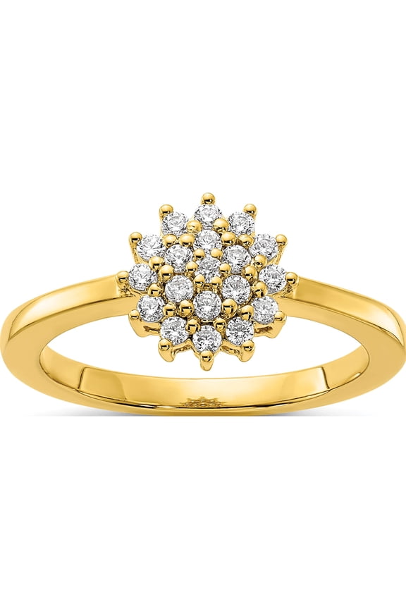 14K Yellow Gold 1/4 carat Lab Grown Diamond VS/SI+ G+ Complete Cluster Ring