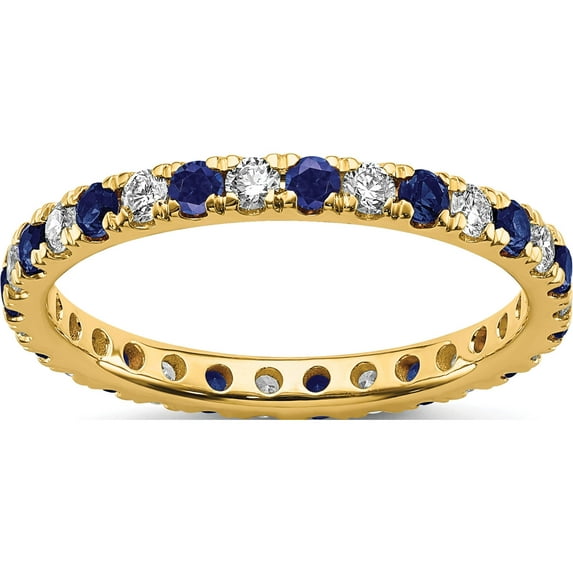 14K Yellow Gold Lab Grown Diamond Si1/Si2 G H I & Cr Blue Sapp Eternity Band (Size 7) Made In India et0049-csa-050-7ylg