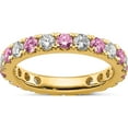 thumbnail image 1 of 14K Yellow Gold Lab Grown Diamond Si1/Si2 G H I & Cr Pink Sapp Eternity Band (2 X 3.26) (Size 6.5) Made In India et0050-cps-100-65ylg, 1 of 5