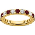 thumbnail image 1 of 14K Yellow Gold Lab Grown Diamond Si1/Si2 G H I & Cr Ruby Eternity Band (2 X 3.26) (Size 4.5) Made In India et0050-cru-100-45ylg, 1 of 5