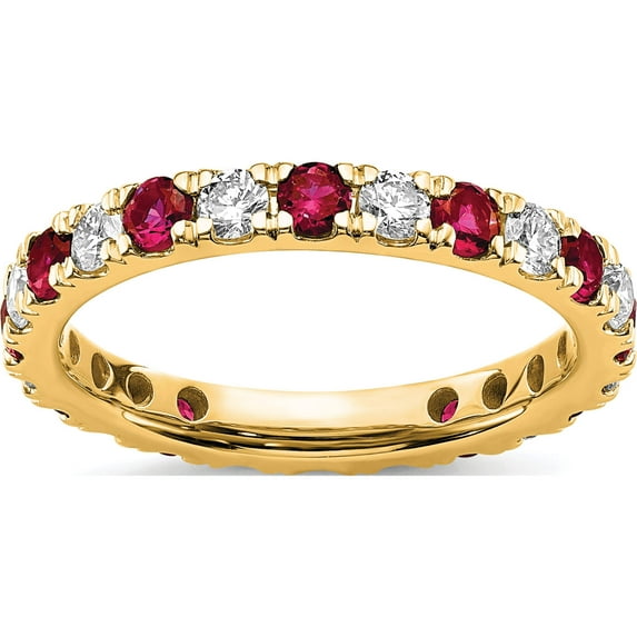 14K Yellow Gold Lab Grown Diamond Si1/Si2 G H I & Cr Ruby Eternity Band (Size 9) Made In India et0048-cru-070-9ylg