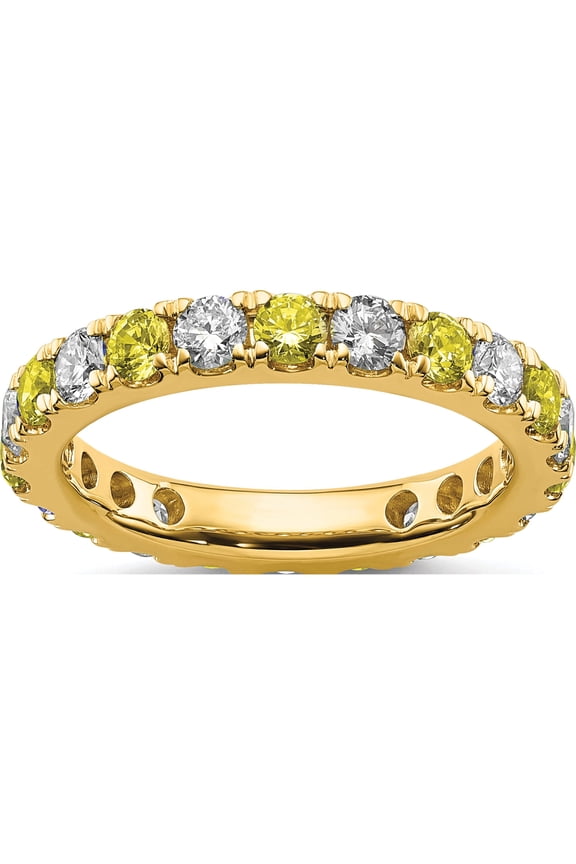 14K Yellow Gold Lab Grown Diamond Si1/Si2 G H I & Cr Sapp Eternity Band (Size 7) Made In India et0050-cys-100-7ylg