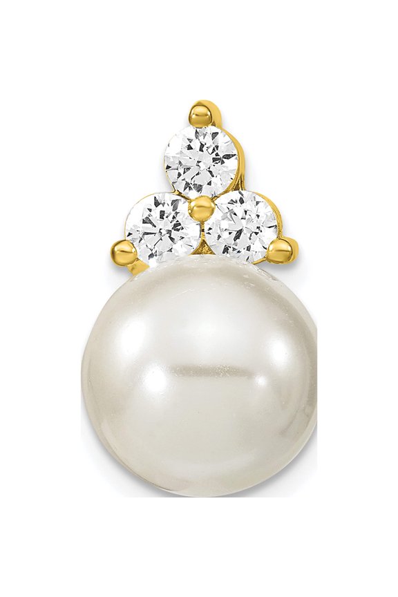 14K Yellow Gold Lab Grown Diamond Si1/Si2, G H I, Fancy Fwc Pearl Chain Slide (18.41 X 11.33) Made In India pm7997-051-ylg