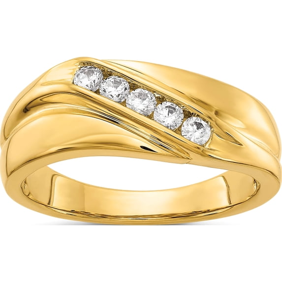 14K Yellow Gold Lab Grown Diamond Si1/Si2, G H I, Mens Ring (Size 10) Made In India rm5815b-033-10ylg
