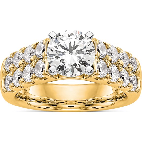 14K Yellow Gold Lab Grown Diamond Si1/Si2, G H I, Peg Semi-Mount Engagement Ring (Size 7) Made In India rm2935e-144-7ylg