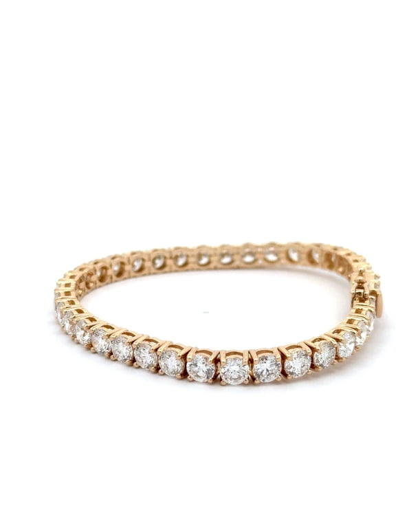 14K Yellow Gold Lab-Grown Diamond Tennis Bracelet | 14.22 CTW | E-F Color, VVS2-VS Clarity | 7-Inch Length | Sustainable Luxury Jewelry for Women