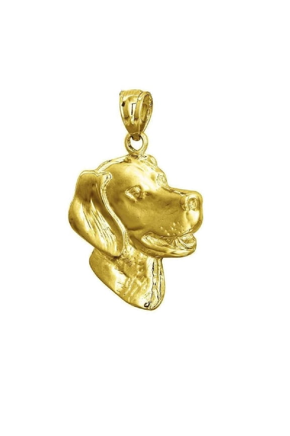 14K Yellow Gold Labrador Dog Head Pendant