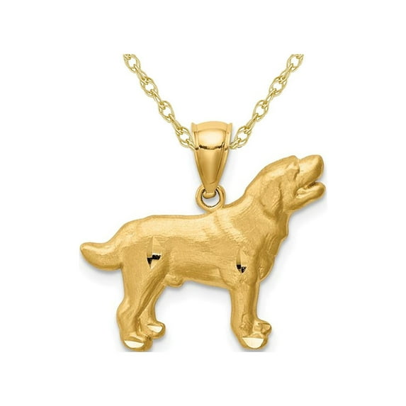 Gem & Harmony 14K Yellow Gold Labrador Retriever Dog Pendant Necklace with Chain for Women