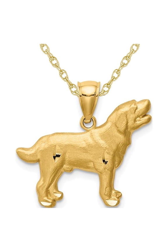 Gem & Harmony 14K Yellow Gold Labrador Retriever Dog Pendant Necklace with Chain for Women