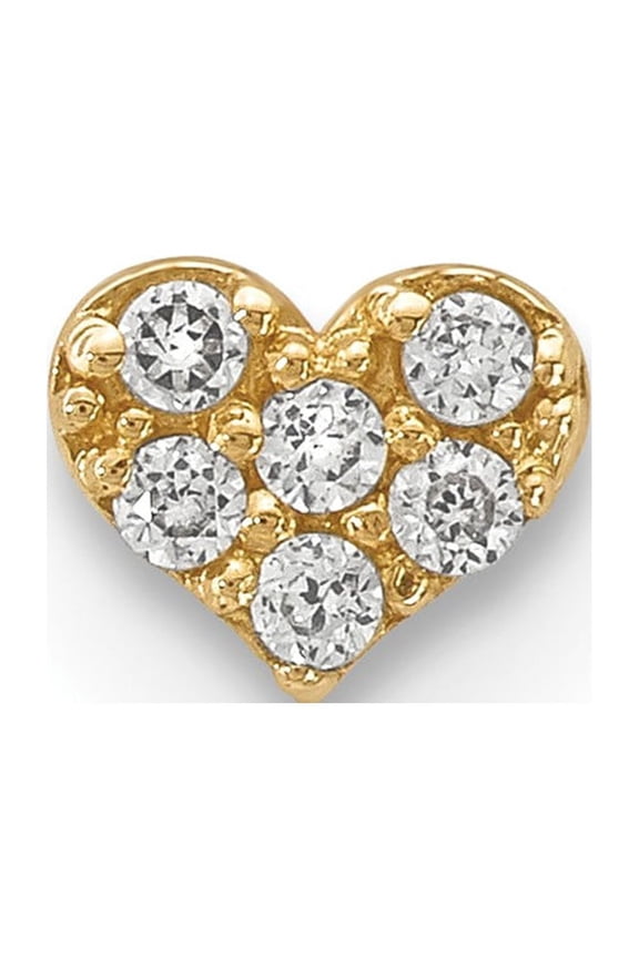 14K Yellow Gold Labrets 9 mm 4 14K CZ Heart Labret Face Jewelry