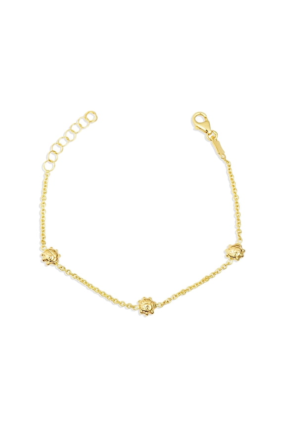 14K Yellow Gold Ladybug Nature Charm Baby Bracelet
