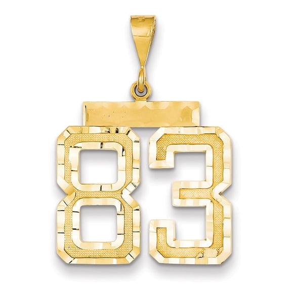14K Yellow Gold Large Brushed Diamond-Cut Number 83 Charm Made In United States ln83