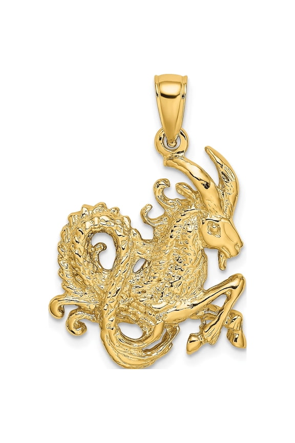 14K Yellow Gold Large Capricorn Zodiac Charm (28.7 X 21.5) Made In United States c3176