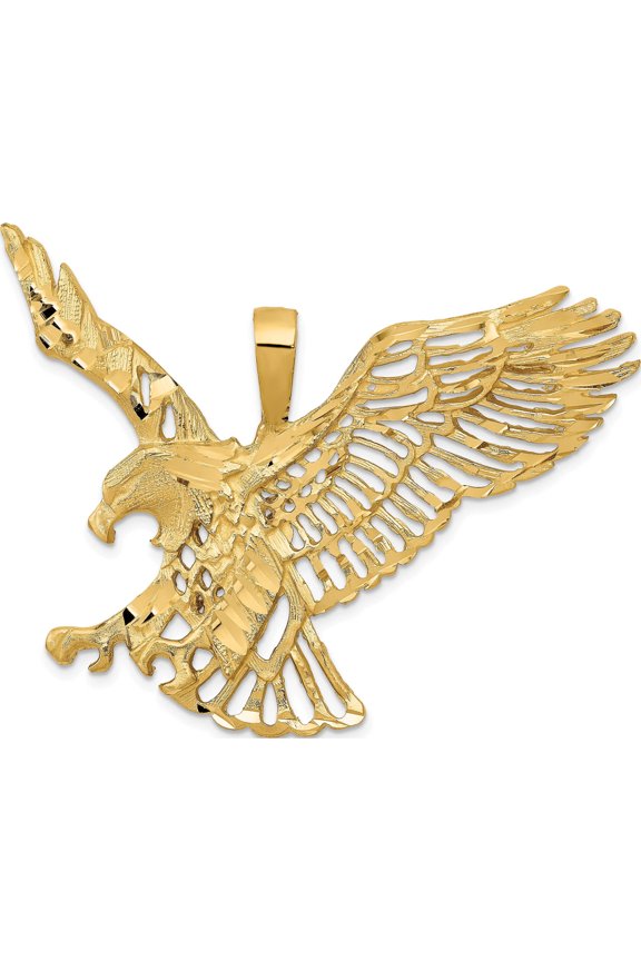 14K Yellow Gold Large Eagle Charm (41 X 54) Made In United States c1216