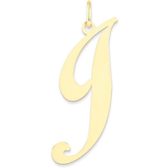 14K Yellow Gold Large Fancy Script Initial J Charm