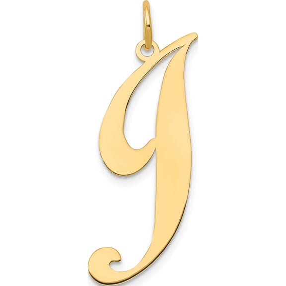 Jewelry by Sweet Pea 14K Yellow Gold Large Fancy Script Letter J Initial Charm