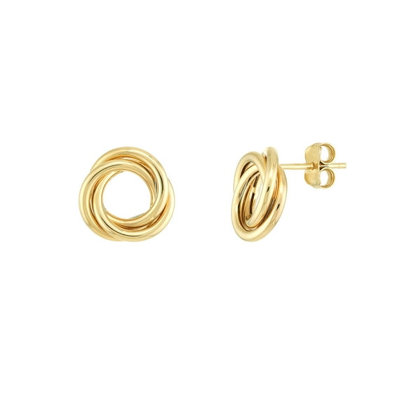 14K Yellow Gold Large High Polished Love Knot Stud Earrings - Women